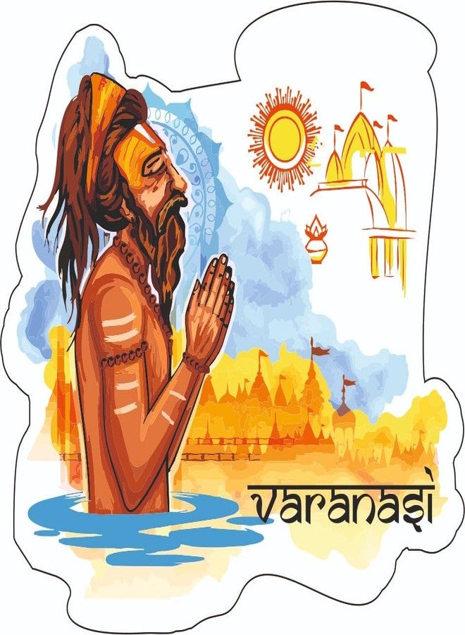 Skywalk India Souvenir Wooden MDF Varanasi Fridge Magnet (Multicolour) PBS-M-655